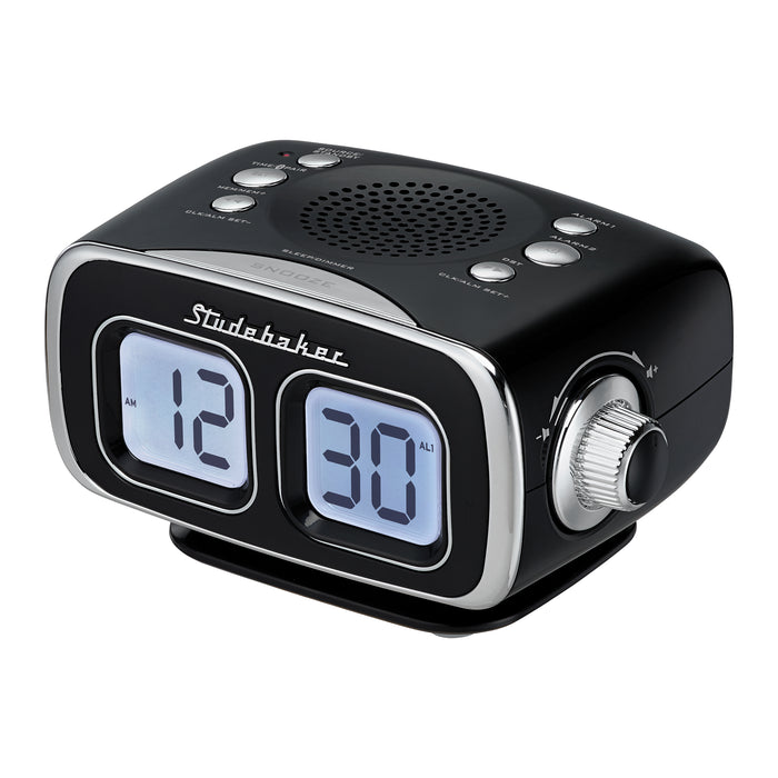 Studebaker Roommate Large Display LCD AM/FM Retro Clock Radio with Bluetooth